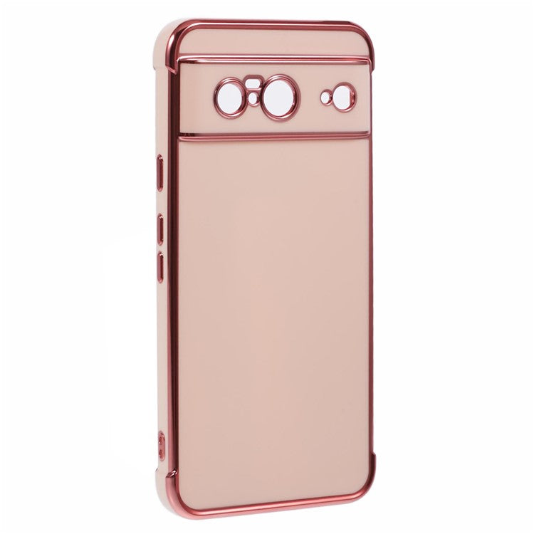 For Google Pixel 8 Case Electroplated Frame TPU Soft Phone Cover - Pink