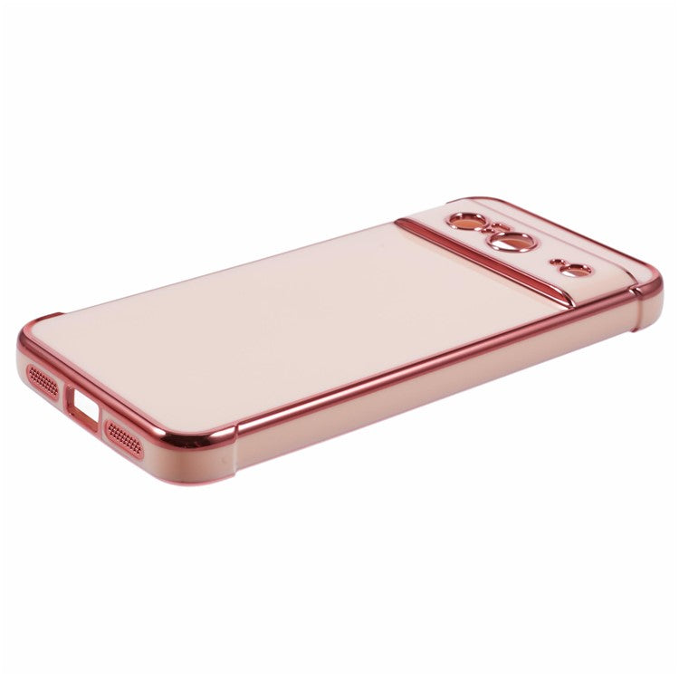 For Google Pixel 8 Case Electroplated Frame TPU Soft Phone Cover - Pink