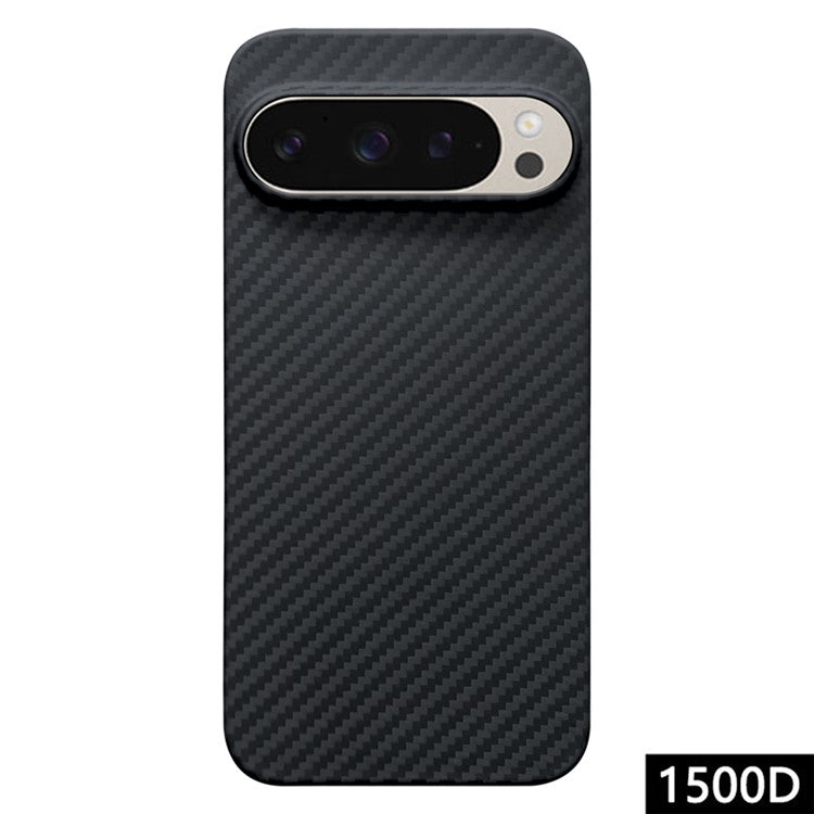 For Google Pixel 9 Pro XL Case 1500D Coarse Texture Aramid Fiber Thin Phone Cover (Big Lens Hole) - Black