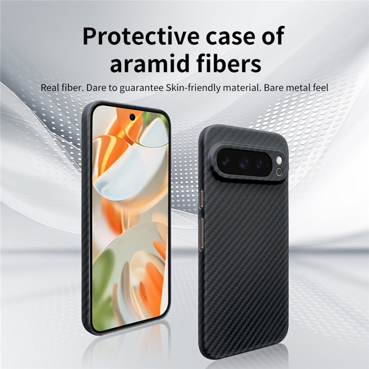 For Google Pixel 9 Pro XL Case 1500D Coarse Texture Aramid Fiber Phone Cover Precision Cut-Out - Black