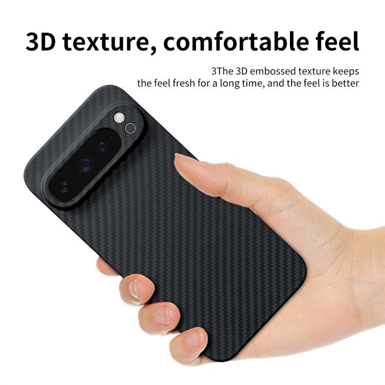 For Google Pixel 9 Pro XL Case 1500D Coarse Texture Aramid Fiber Phone Cover Precision Cut-Out - Black