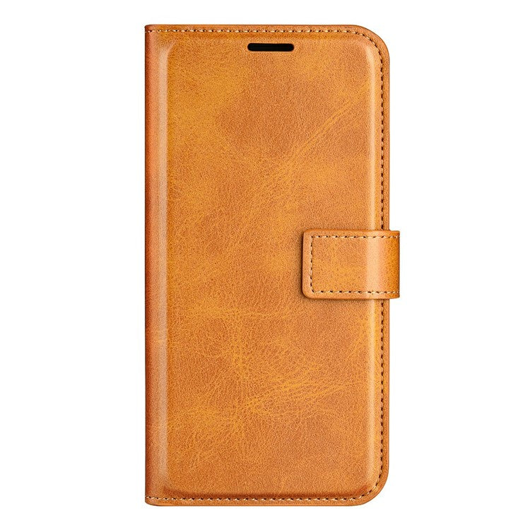 For Xiaomi Poco C75 4G / Redmi 14R 5G / 14C 4G Stand Case Anti-Scratch Calf Texture Leather Phone Cover - Yellow