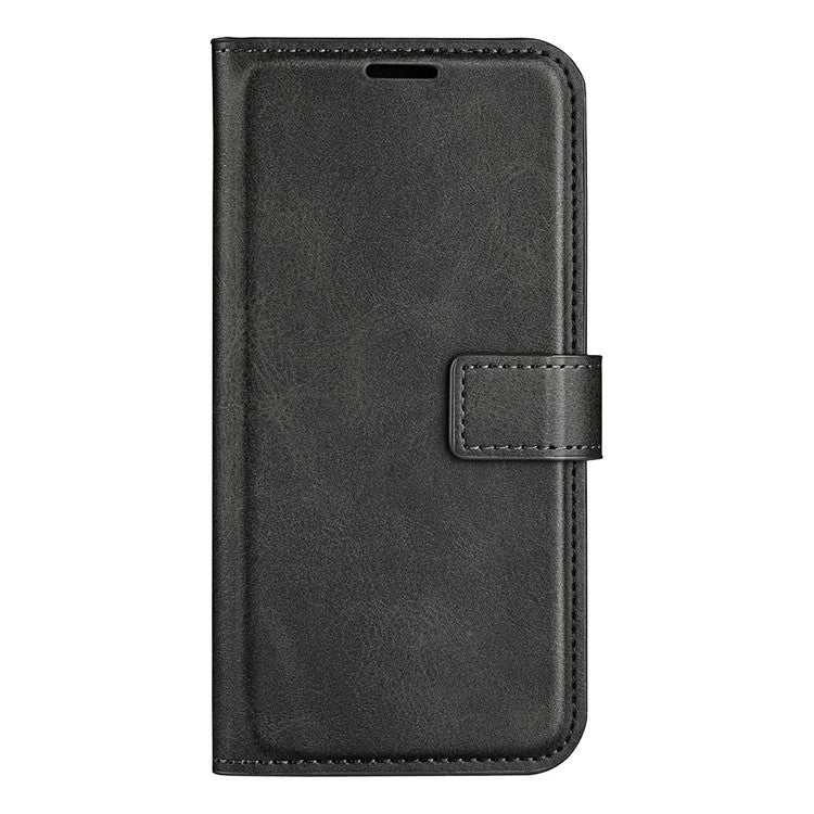 For Xiaomi Poco C75 4G / Redmi 14R 5G / 14C 4G Stand Case Anti-Scratch Calf Texture Leather Phone Cover - Black