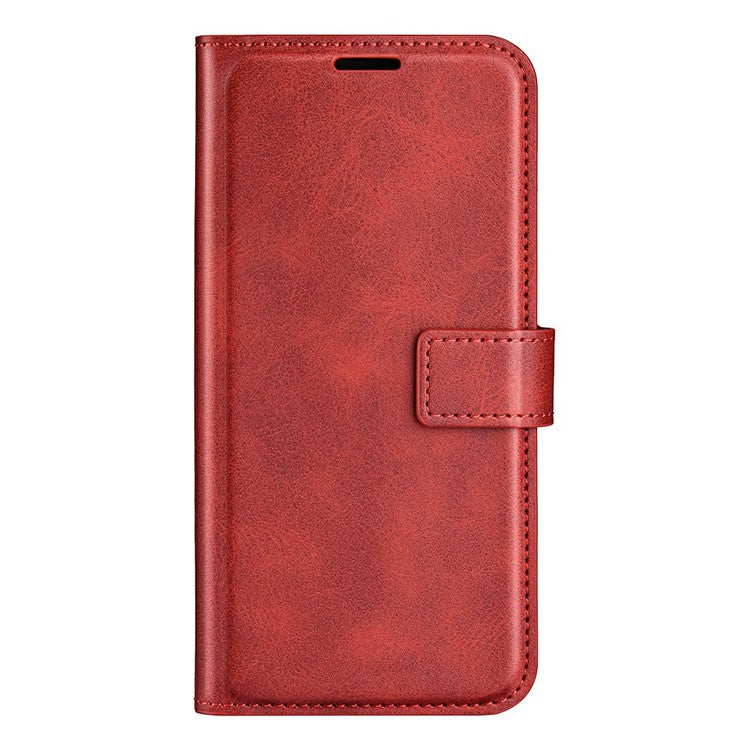 For Xiaomi Poco C75 4G / Redmi 14R 5G / 14C 4G Stand Case Anti-Scratch Calf Texture Leather Phone Cover - Red