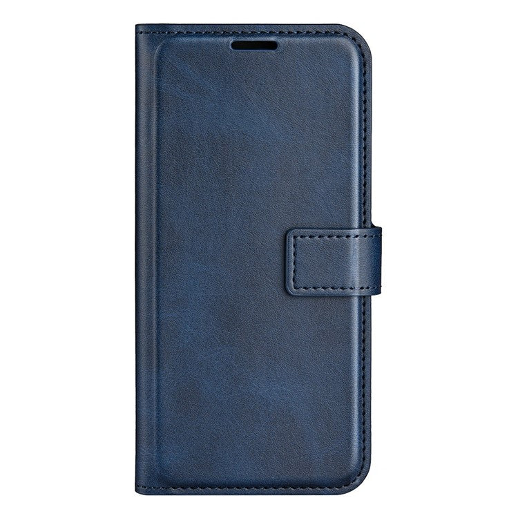 For Xiaomi Poco C75 4G / Redmi 14R 5G / 14C 4G Stand Case Anti-Scratch Calf Texture Leather Phone Cover - Blue