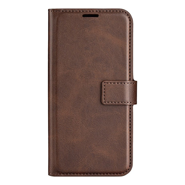 For Xiaomi Poco C75 4G / Redmi 14R 5G / 14C 4G Stand Case Anti-Scratch Calf Texture Leather Phone Cover - Brown