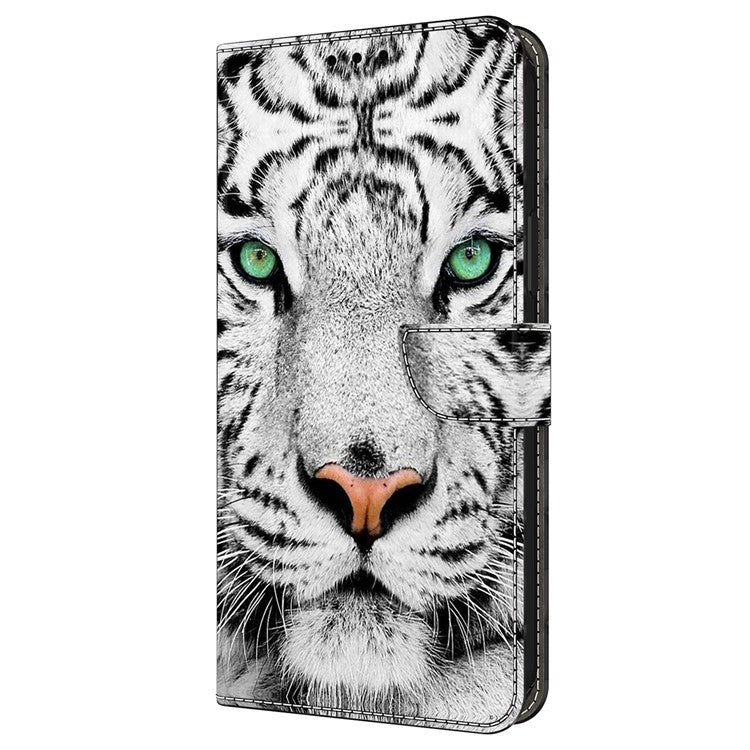 For Google Pixel 9 Pro XL Case Pattern Printed Protective Cover TPU+PU Leather Flip Phone Case - Tiger Face