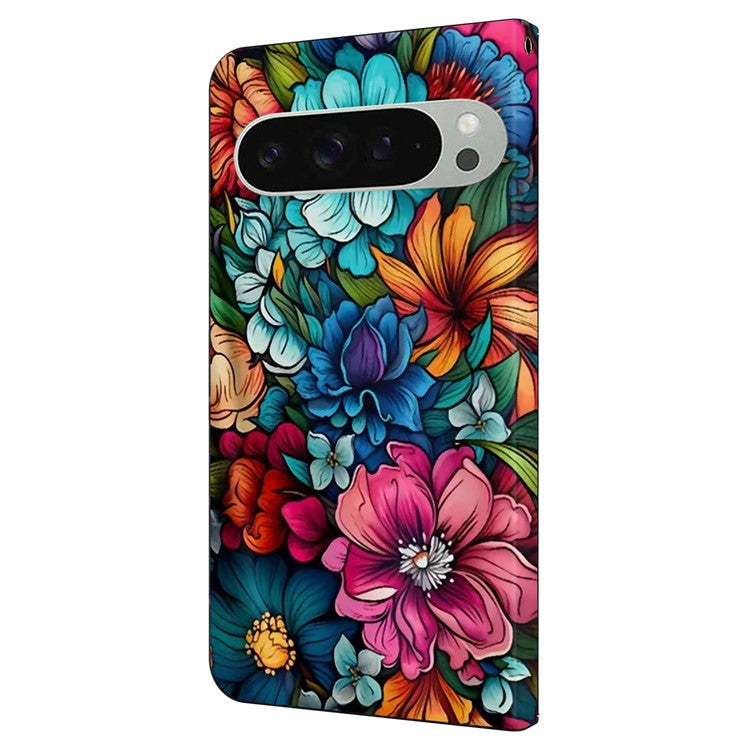 For Google Pixel 9 Pro XL Case Pattern Printed Protective Cover TPU+PU Leather Flip Phone Case - Staphyllum