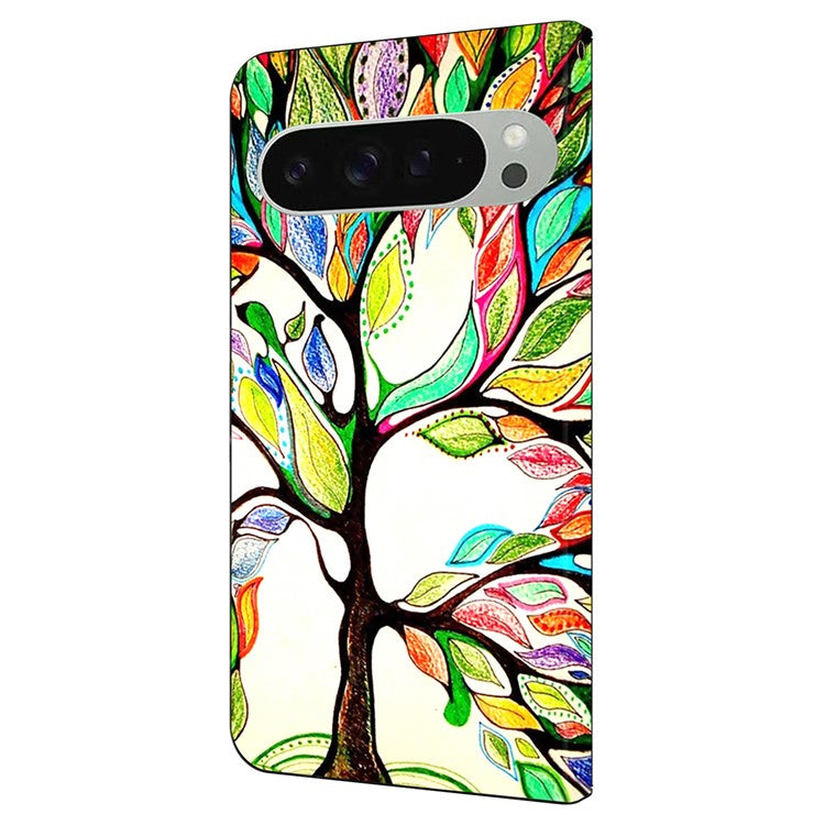 For Google Pixel 9 Pro XL Case Pattern Printed Protective Cover TPU+PU Leather Flip Phone Case - Tree