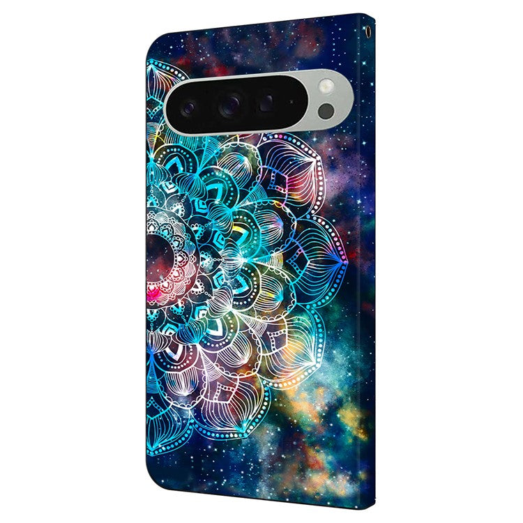 For Google Pixel 9 Pro XL Case Pattern Printed Protective Cover TPU+PU Leather Flip Phone Case - Gyro Flower