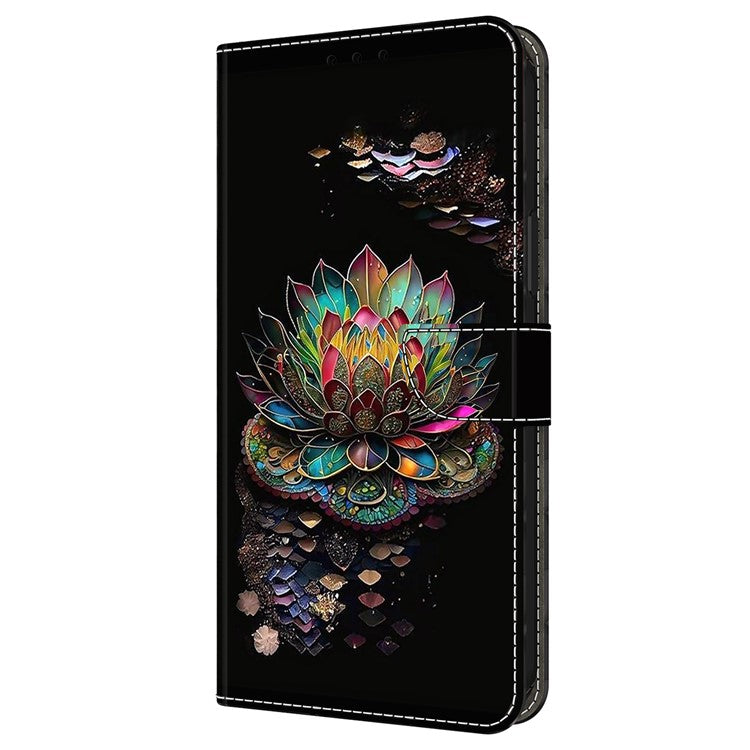 For Google Pixel 9 Pro XL Case Pattern Printed Protective Cover TPU+PU Leather Flip Phone Case - Lotus