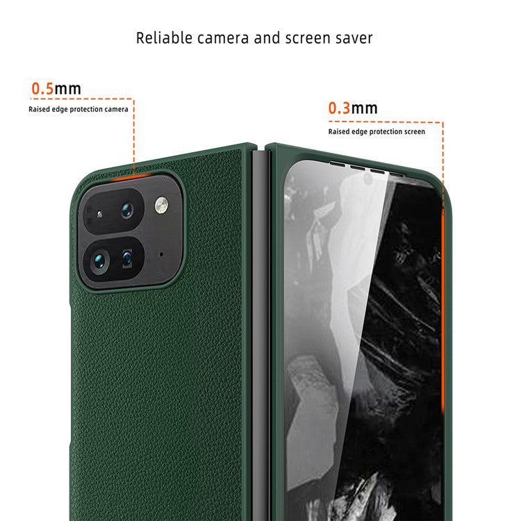 For Google Pixel Fold 2 Case Carbon Fiber Texture Leather+PC Phone Cover with Tempered Glass Film - Carbon Fiber Texture