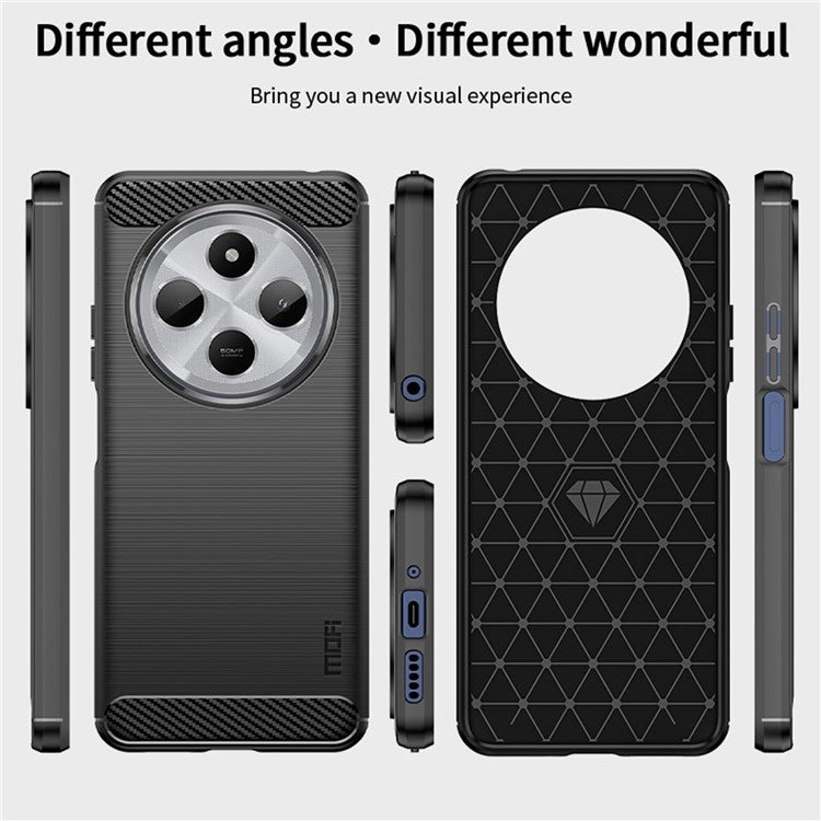 MOFI JK TPU Series-1 For Xiaomi Poco C75 4G / Redmi 14R 5G / 14C 4G Case Carbon Fiber Texture TPU Soft Phone Cover - Black