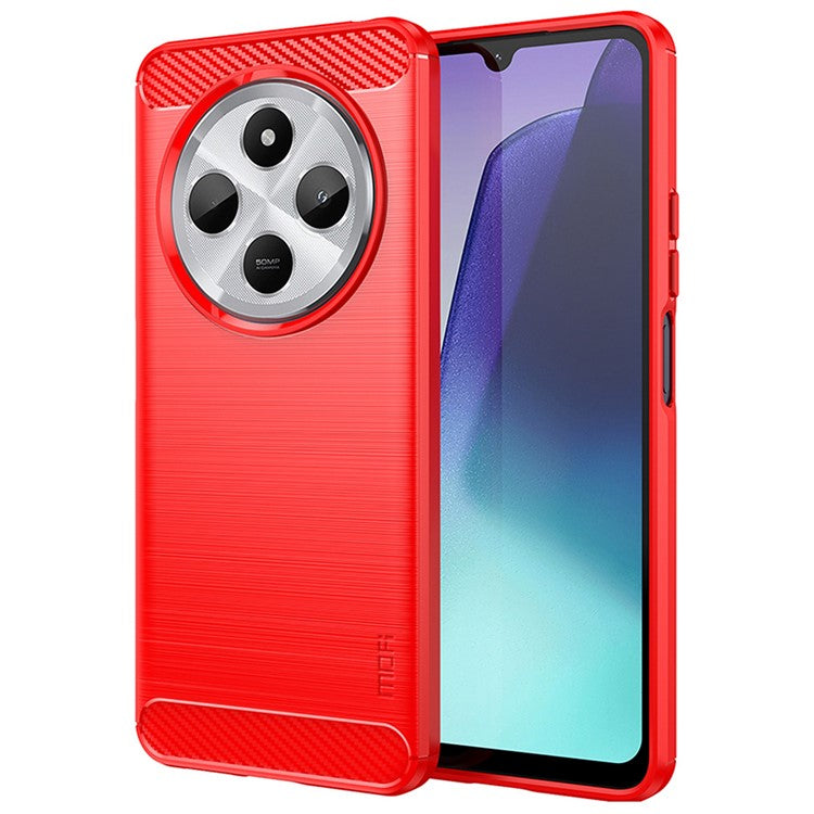 MOFI JK TPU Series-1 For Xiaomi Poco C75 4G / Redmi 14R 5G / 14C 4G Case Carbon Fiber Texture TPU Soft Phone Cover - Red