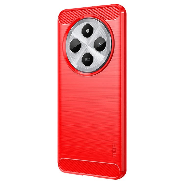 MOFI JK TPU Series-1 For Xiaomi Poco C75 4G / Redmi 14R 5G / 14C 4G Case Carbon Fiber Texture TPU Soft Phone Cover - Red