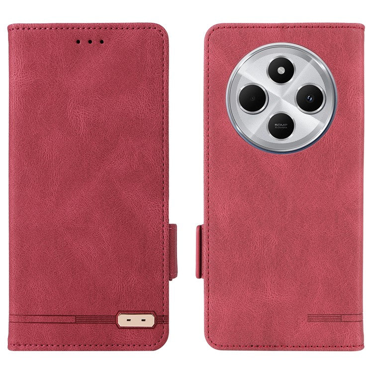 For Xiaomi Redmi 14C 4G Case Leather Wallet Flip Phone Cover with Hardware Decor - Rose