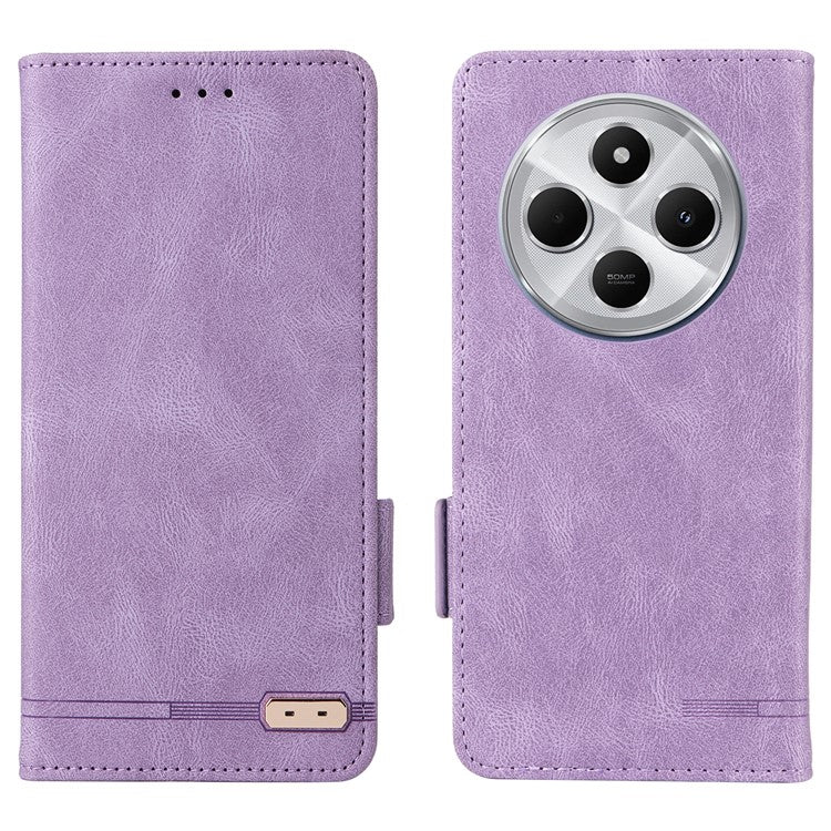 For Xiaomi Redmi 14C 4G Case Leather Wallet Flip Phone Cover with Hardware Decor - Purple