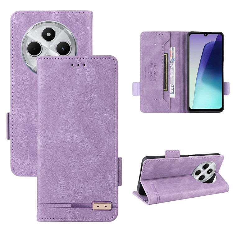 For Xiaomi Redmi 14C 4G Case Leather Wallet Flip Phone Cover with Hardware Decor - Purple