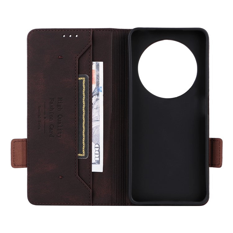 For Xiaomi Redmi 14C 4G Case Leather Wallet Flip Phone Cover with Hardware Decor - Coffee