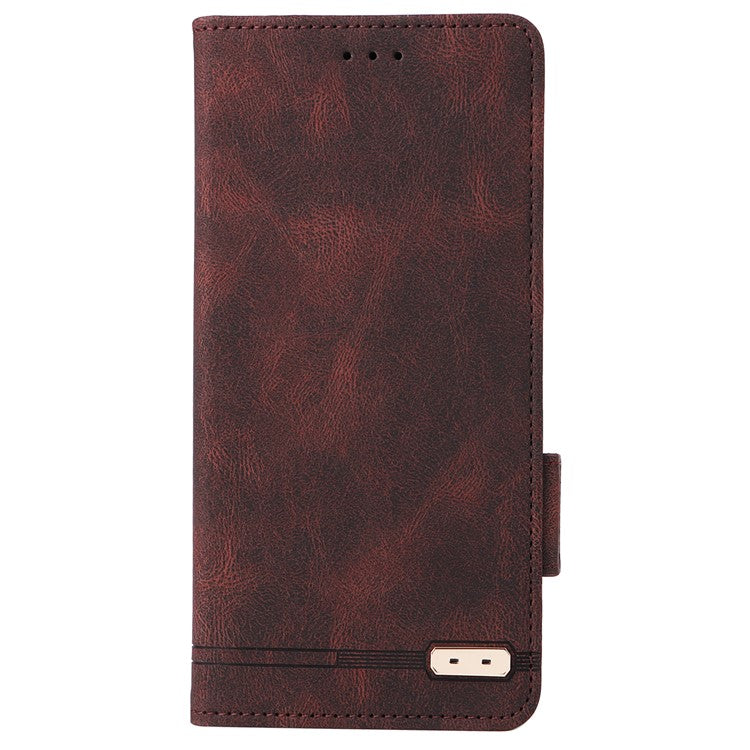 For Xiaomi Redmi 14C 4G Case Leather Wallet Flip Phone Cover with Hardware Decor - Coffee