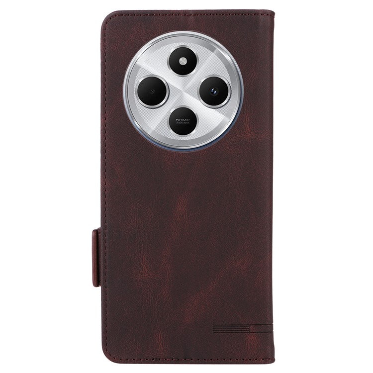 For Xiaomi Redmi 14C 4G Case Leather Wallet Flip Phone Cover with Hardware Decor - Coffee