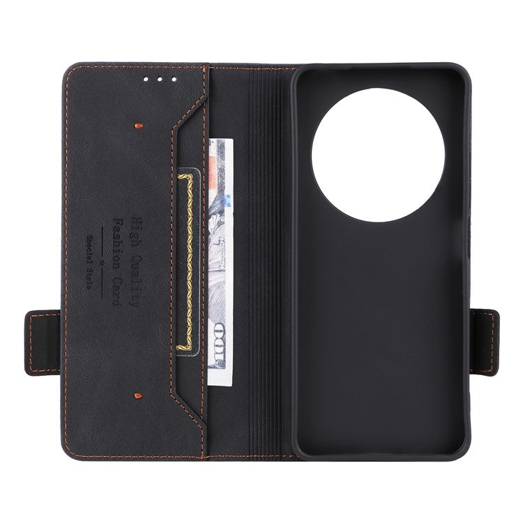 For Xiaomi Redmi 14C 4G Case Leather Wallet Flip Phone Cover with Hardware Decor - Black