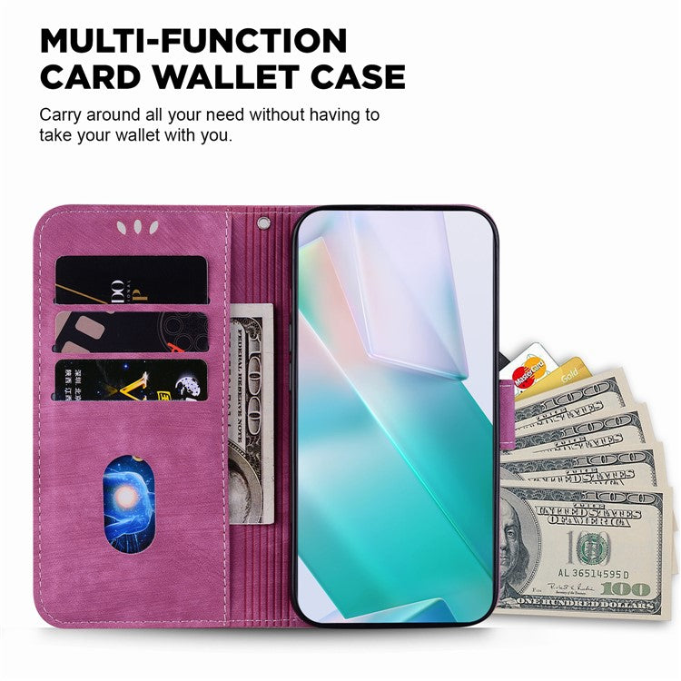 For Xiaomi Poco C75 4G / Redmi 14R 5G / 14C 4G Wallet Case Tiger Imprint Leather Shockproof Phone Cover - Rose