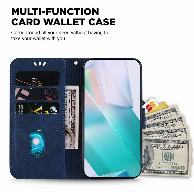 For Xiaomi Poco C75 4G / Redmi 14R 5G / 14C 4G Wallet Case Tiger Imprint Leather Shockproof Phone Cover - Dark Blue