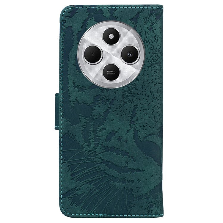 For Xiaomi Redmi 14C 4G Case Tiger Imprint Leather Wallet Phone Cover - Green