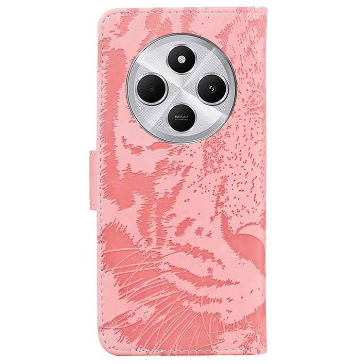 For Xiaomi Redmi 14C 4G Case Tiger Imprint Leather Wallet Phone Cover - Pink