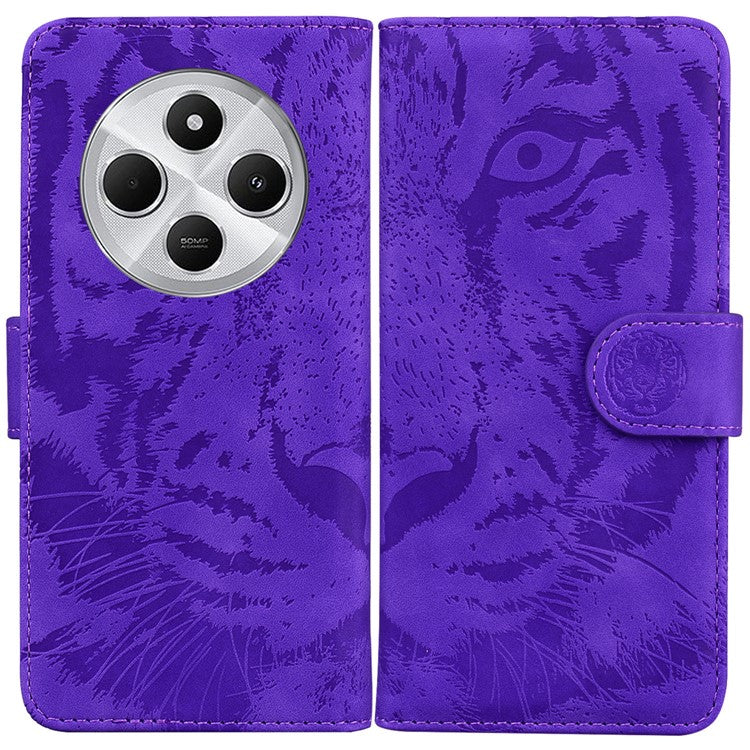 For Xiaomi Redmi 14C 4G Case Tiger Imprint Leather Wallet Phone Cover - Purple