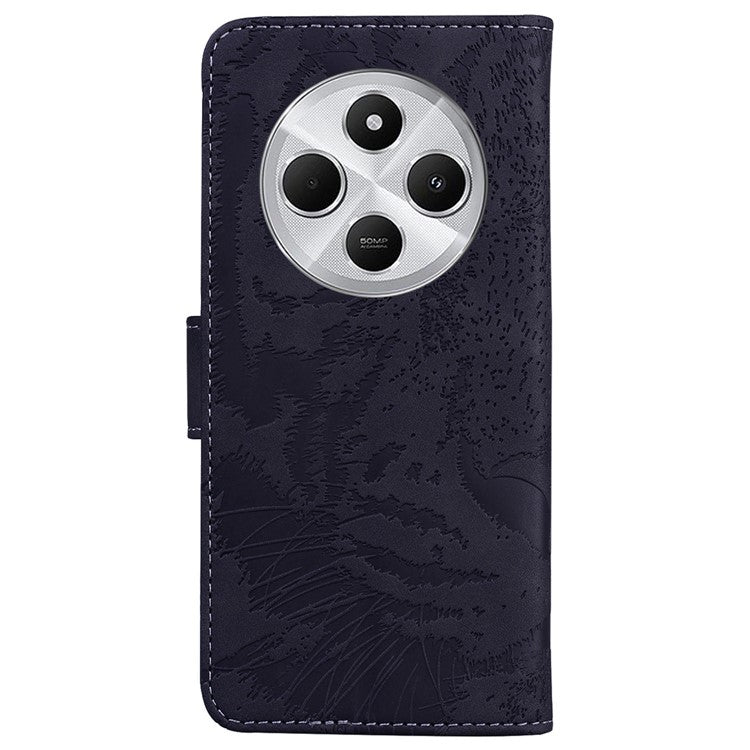 For Xiaomi Redmi 14C 4G Case Tiger Imprint Leather Wallet Phone Cover - Black