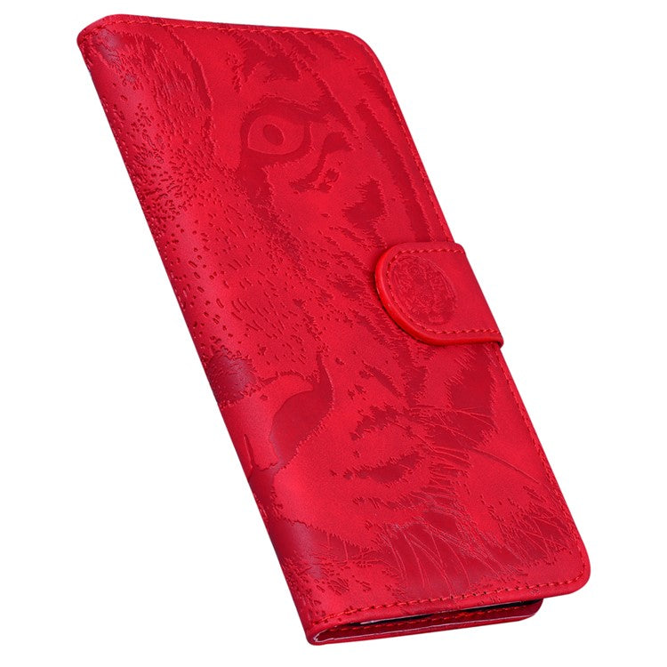 For Xiaomi Redmi 14C 4G Case Tiger Imprint Leather Wallet Phone Cover - Red