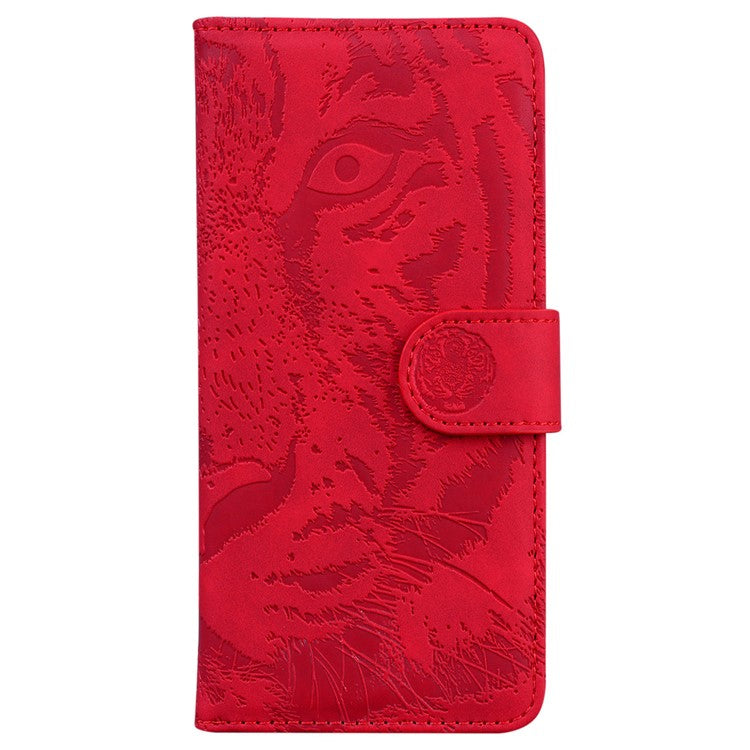 For Xiaomi Redmi 14C 4G Case Tiger Imprint Leather Wallet Phone Cover - Red