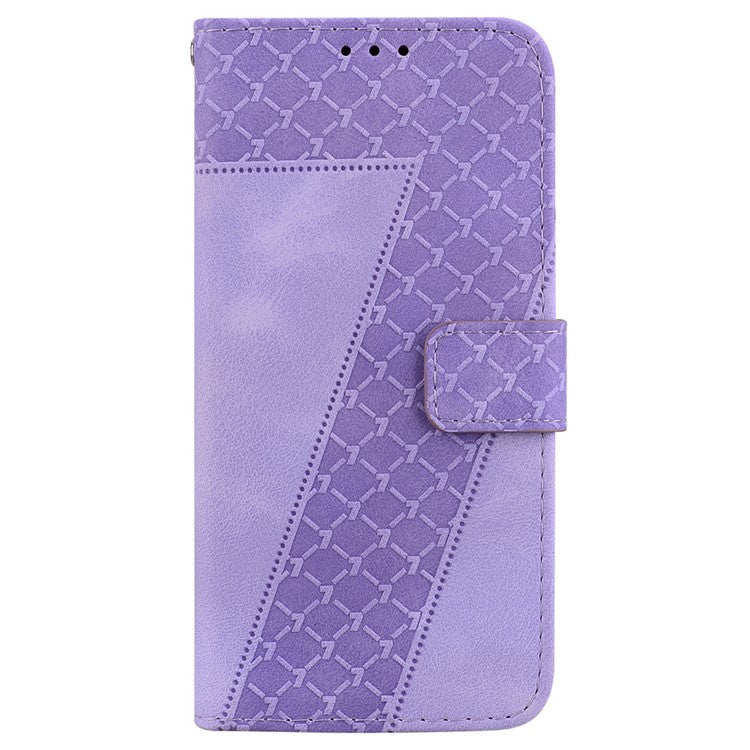 For Xiaomi Poco C75 4G / Redmi 14R 5G / 14C 4G Stand Case 7-Shaped Pattern Imprint Leather Phone Cover - Purple