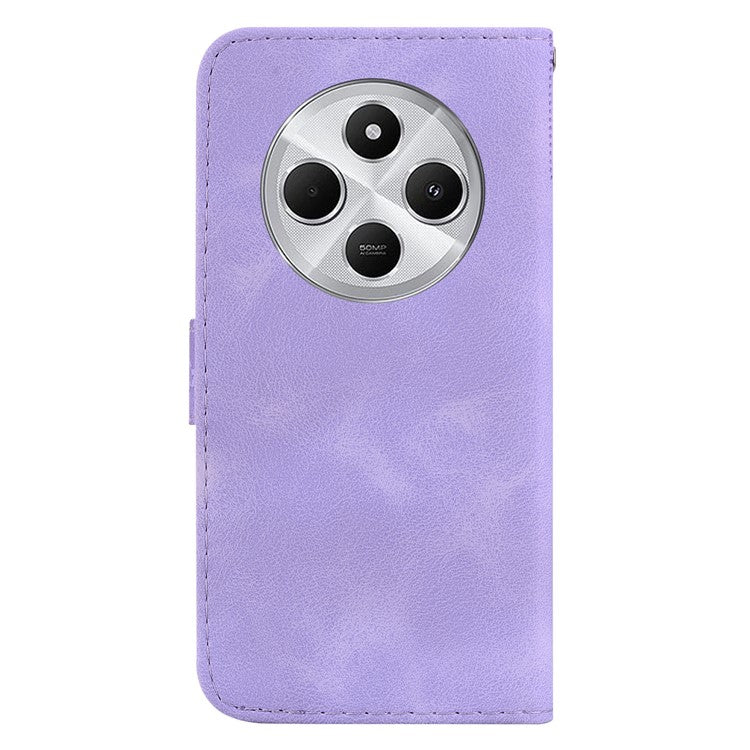 For Xiaomi Poco C75 4G / Redmi 14R 5G / 14C 4G Stand Case 7-Shaped Pattern Imprint Leather Phone Cover - Purple