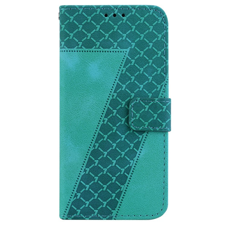 For Xiaomi Poco C75 4G / Redmi 14R 5G / 14C 4G Stand Case 7-Shaped Pattern Imprint Leather Phone Cover - Green