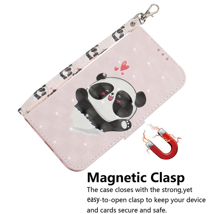 For Xiaomi Redmi 14C 4G Case Pattern Printing Leather Wallet Phone Cover - Love Heart Panda