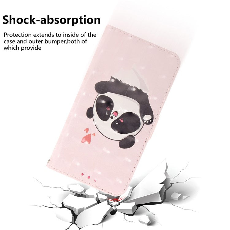 For Xiaomi Redmi 14C 4G Case Pattern Printing Leather Wallet Phone Cover - Love Heart Panda