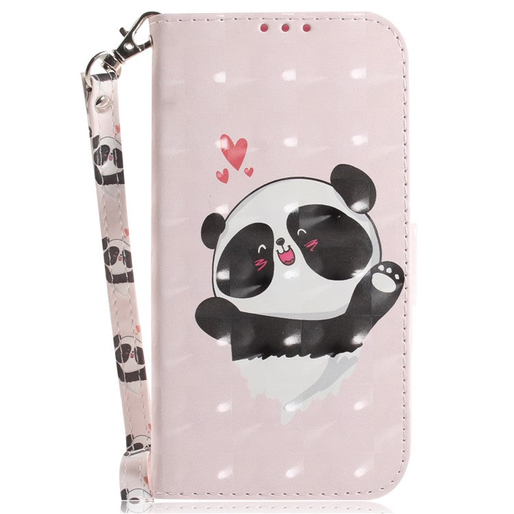 For Xiaomi Redmi 14C 4G Case Pattern Printing Leather Wallet Phone Cover - Love Heart Panda