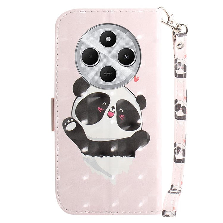 For Xiaomi Redmi 14C 4G Case Pattern Printing Leather Wallet Phone Cover - Love Heart Panda