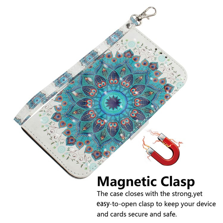 For Xiaomi Redmi 14C 4G Case Pattern Printing Leather Wallet Phone Cover - Peacock Wreath