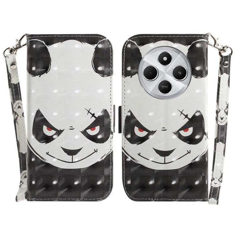 For Xiaomi Redmi 14C 4G Case Pattern Printing Leather Wallet Phone Cover - Angry Panda