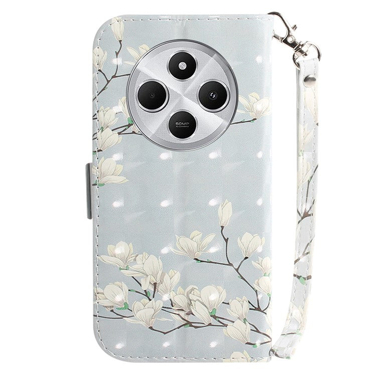 For Xiaomi Redmi 14C 4G Case Pattern Printing Leather Wallet Phone Cover - Magnolia