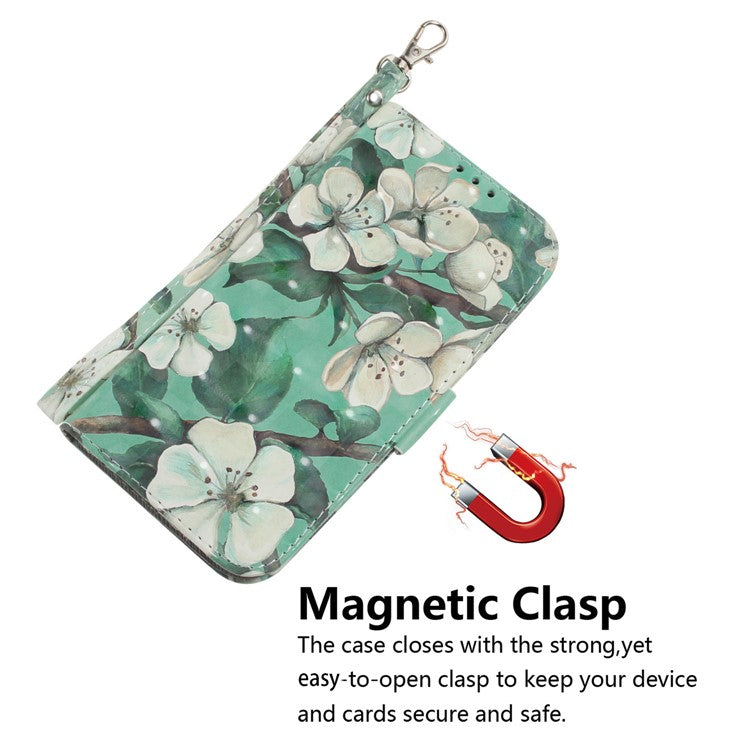 For Xiaomi Redmi 14C 4G Case Pattern Printing Leather Wallet Phone Cover - Watercolor Flowers