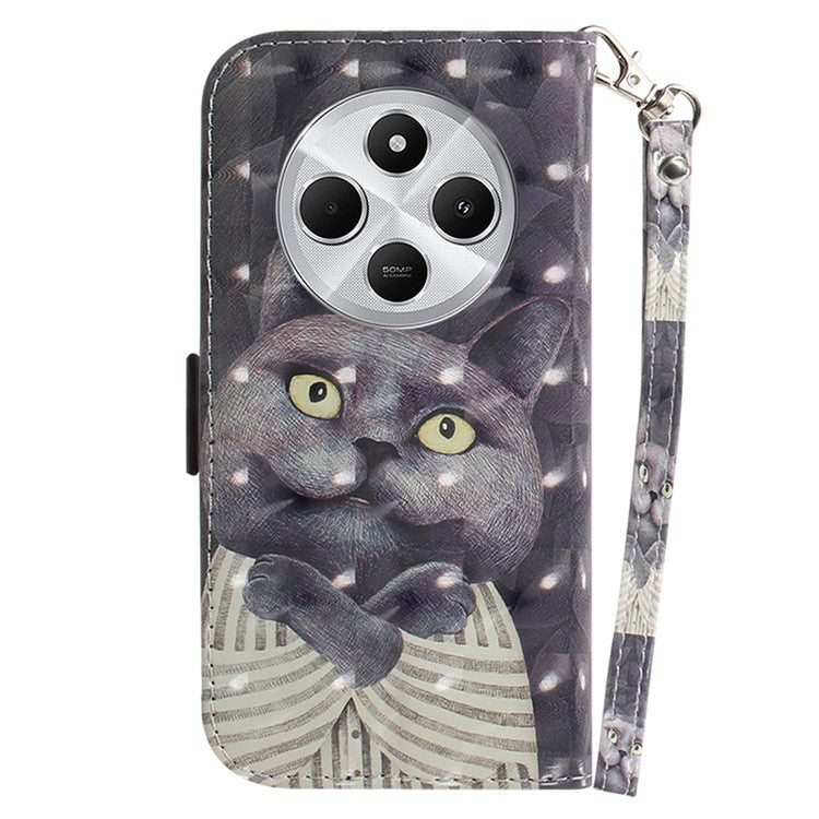 For Xiaomi Redmi 14C 4G Case Pattern Printing Leather Wallet Phone Cover - Embracing Cat