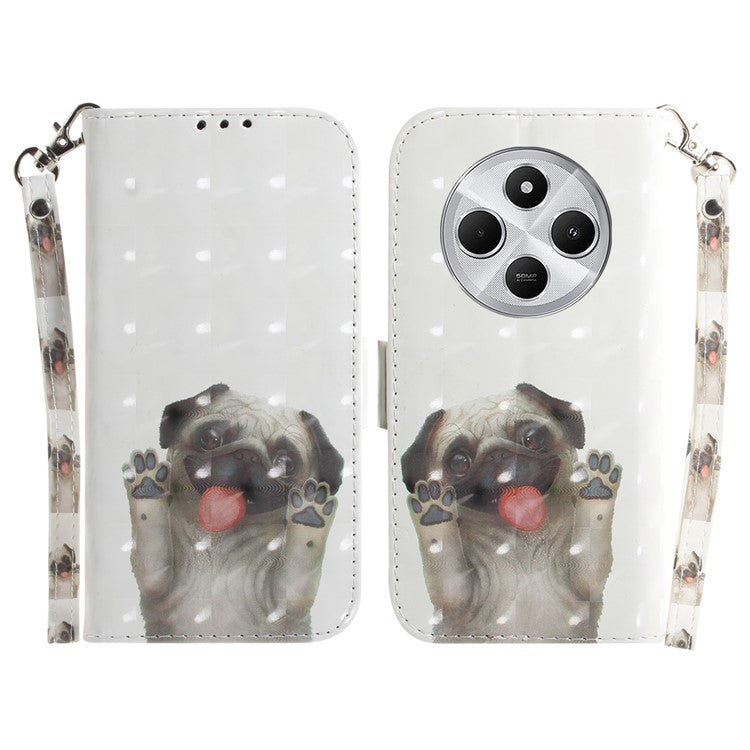 For Xiaomi Redmi 14C 4G Case Pattern Printing Leather Wallet Phone Cover - Pug