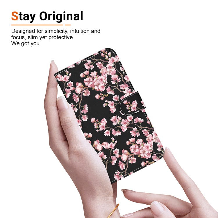 For Xiaomi Poco C75 4G / Redmi 14R 5G / 14C 4G Wallet Phone Case Anti-Drop Leather Flip Cover Pattern Printing - Plum Blossom