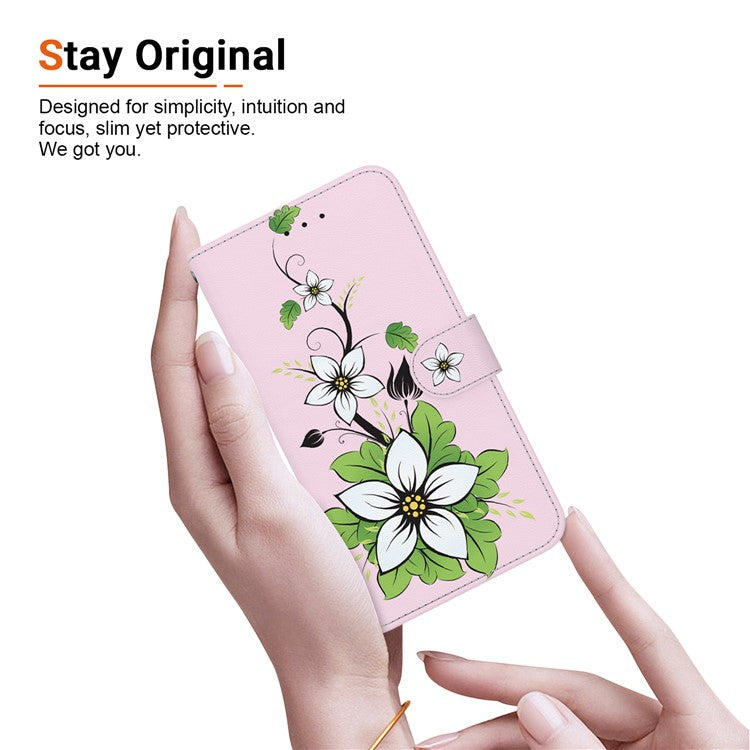 For Xiaomi Poco C75 4G / Redmi 14R 5G / 14C 4G Wallet Phone Case Anti-Drop Leather Flip Cover Pattern Printing - Lily