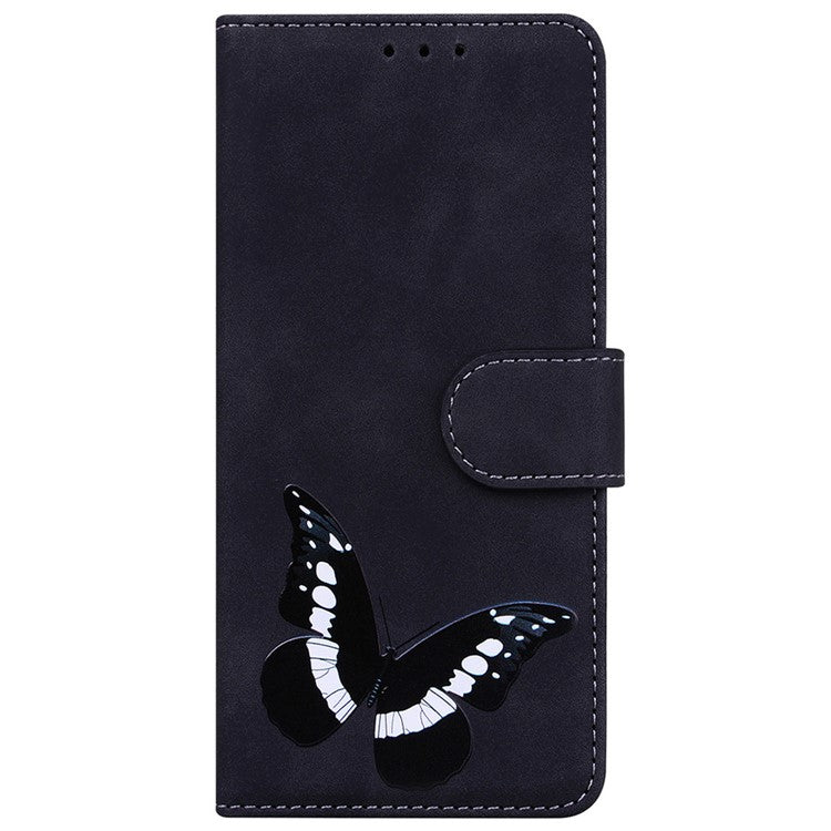 For Xiaomi Poco C75 4G / Redmi 14R 5G / 14C 4G Stand Case PU Leather Phone Cover Butterfly Printed - Black